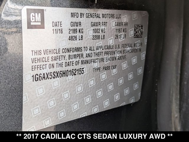 2017 Cadillac CTS Sedan Luxury AWD