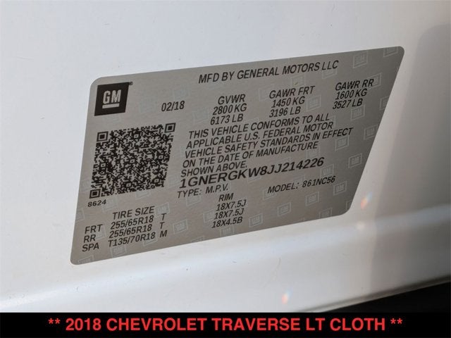 2018 Chevrolet Traverse LT Cloth
