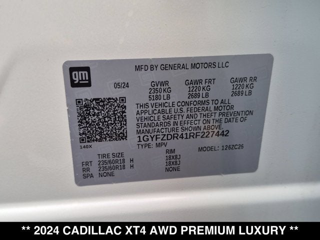 2024 Cadillac XT4 AWD Premium Luxury