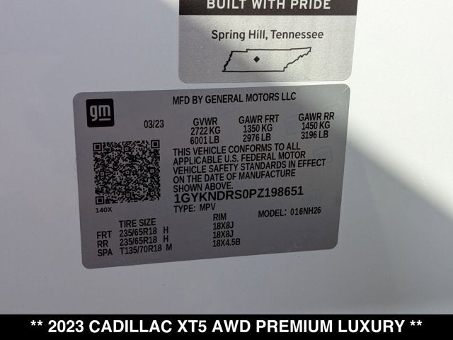 2023 Cadillac XT5 AWD Premium Luxury