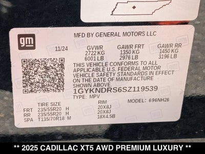 2025 Cadillac XT5 AWD Premium Luxury