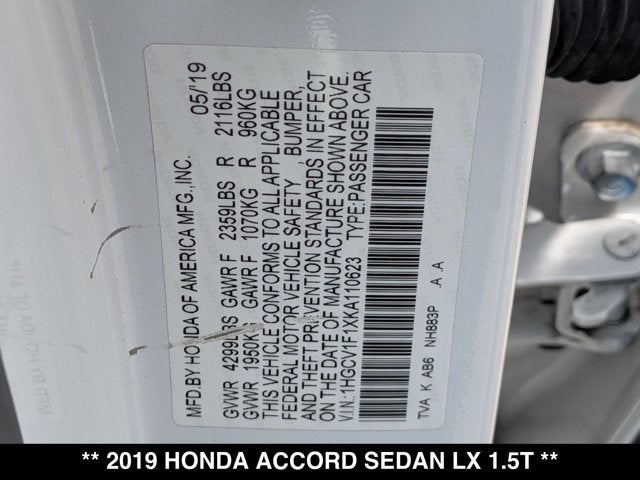 2019 Honda Accord LX 1.5T