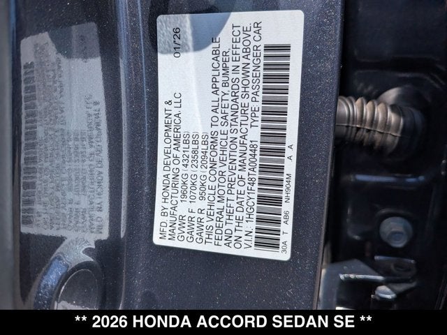 2026 Honda Accord SE