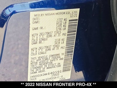 2022 Nissan Frontier PRO-4X