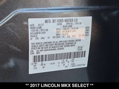 2017 Lincoln MKX Select