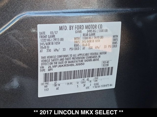 2017 Lincoln MKX Select