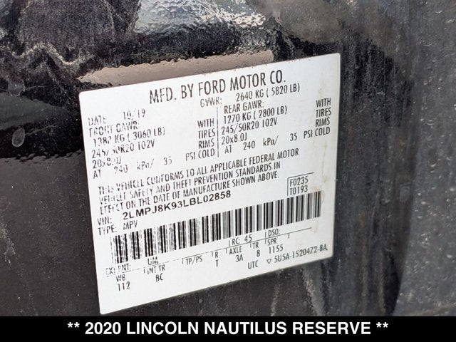 2020 Lincoln Nautilus Reserve