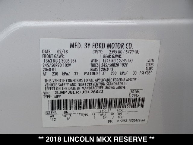 2018 Lincoln MKX Reserve