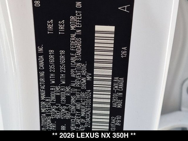 2026 Lexus NX 350h NX 350h