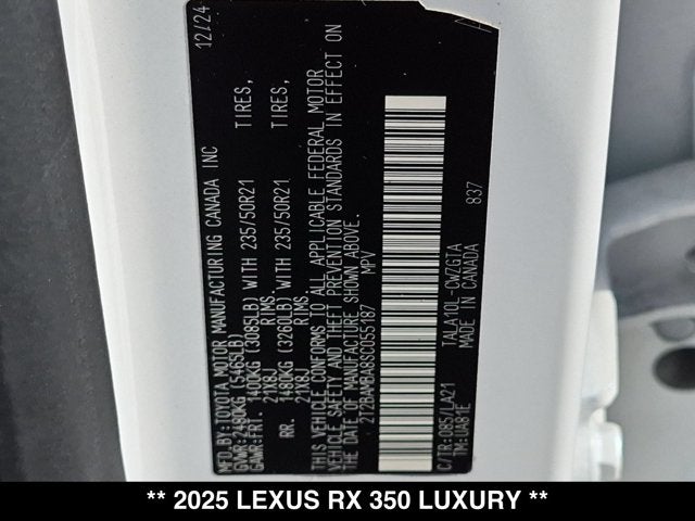 2025 Lexus RX 350 RX 350 Luxury