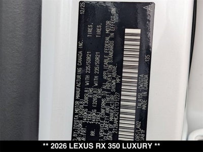 2026 Lexus RX 350 RX 350 Luxury