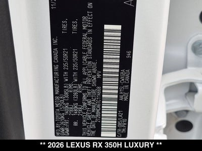2026 Lexus RX 350h RX 350h Luxury
