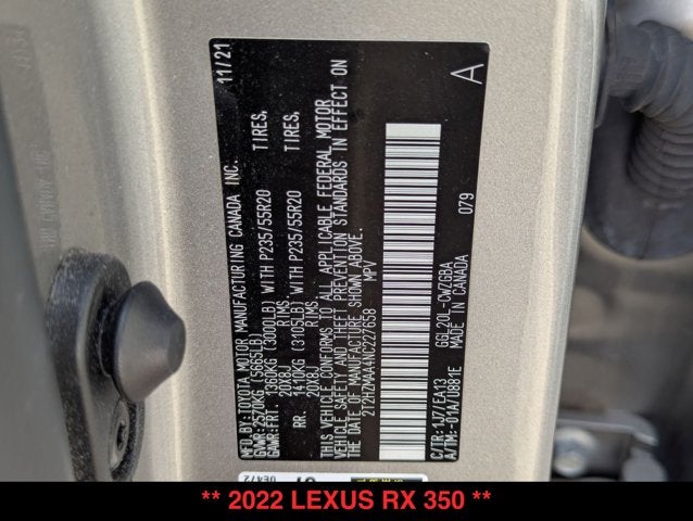 2022 Lexus RX 350 RX 350