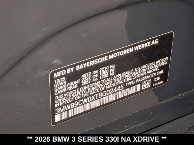 2026 BMW 3 Series 330i NA xDrive