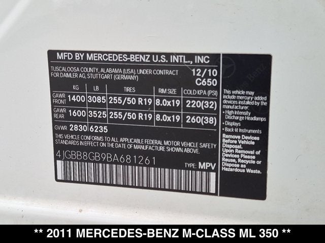 2011 Mercedes-Benz ML 350 ML 350