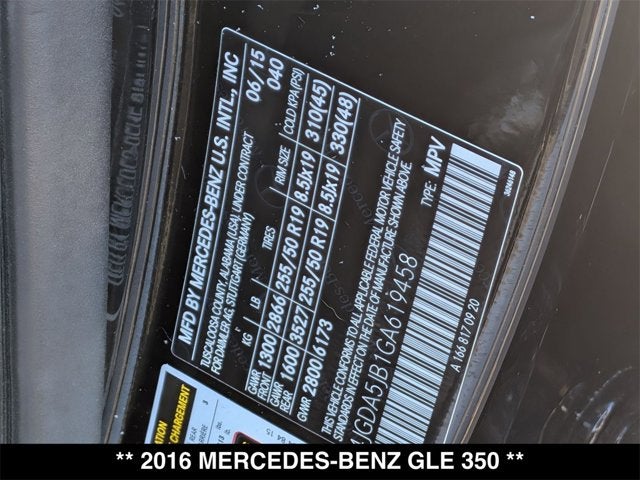2016 Mercedes-Benz GLE 350 GLE 350