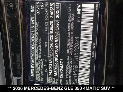2026 Mercedes-Benz GLE 350 GLE 350 4MATIC® SUV