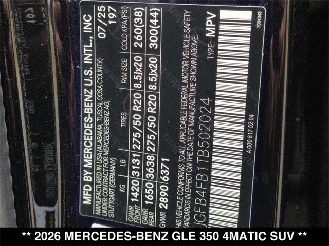 2026 Mercedes-Benz GLE 350 GLE 350 4MATIC® SUV