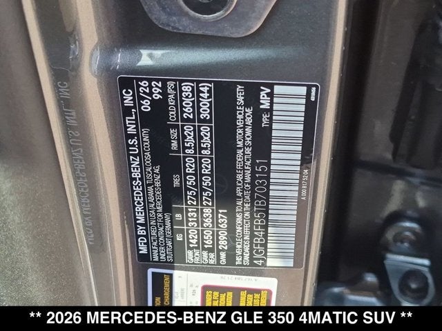 2026 Mercedes-Benz GLE 350 GLE 350 4MATIC® SUV