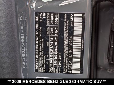 2026 Mercedes-Benz GLE 350 GLE 350 4MATIC® SUV
