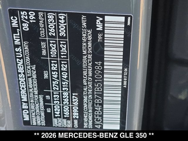 2026 Mercedes-Benz GLE 350 GLE 350