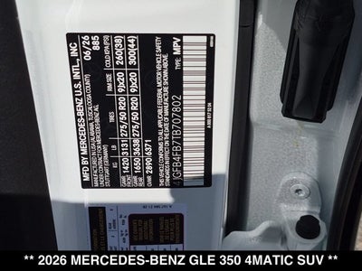 2026 Mercedes-Benz GLE 350 GLE 350 4MATIC® SUV
