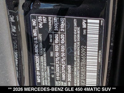 2026 Mercedes-Benz GLE 450 GLE 450 4MATIC® SUV