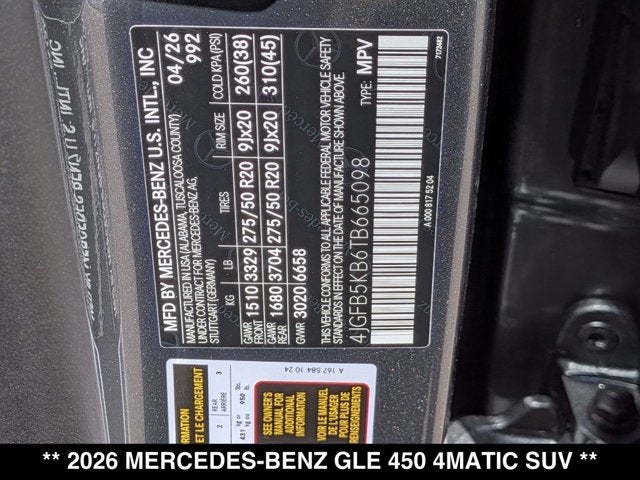 2026 Mercedes-Benz GLE 450 GLE 450 4MATIC® SUV
