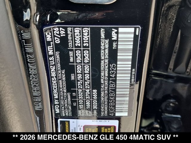 2026 Mercedes-Benz GLE 450 GLE 450 4MATIC® SUV