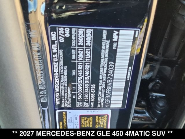 2027 Mercedes-Benz GLE 450 GLE 450 4MATIC® SUV
