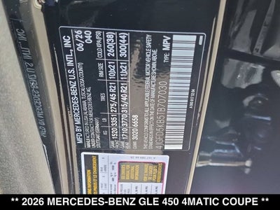 2026 Mercedes-Benz GLE 450 GLE 450 4MATIC® Coupe