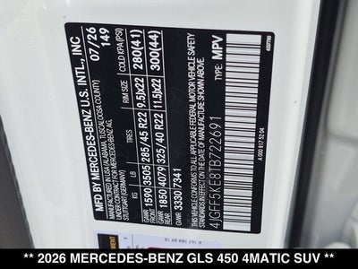 2026 Mercedes-Benz GLS 450 GLS 450 4MATIC® SUV