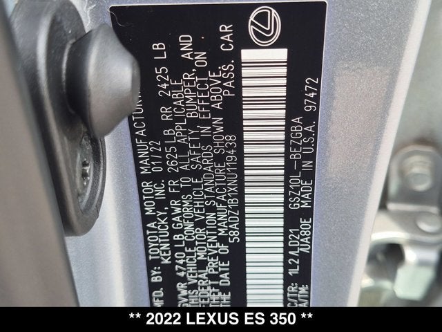 2022 Lexus ES 350 ES 350
