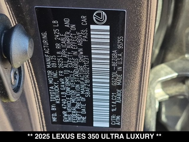 2025 Lexus ES 350 ES 350 Ultra Luxury