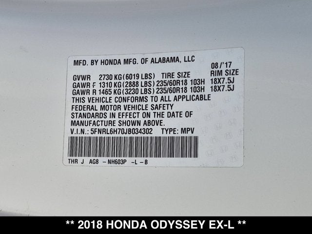 2018 Honda Odyssey EX-L