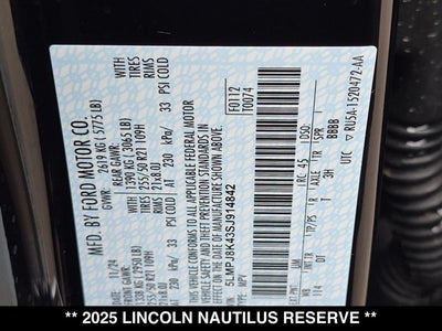 2025 Lincoln Nautilus Reserve