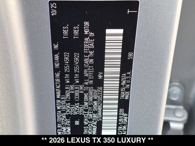 2026 Lexus TX 350 TX 350 Luxury
