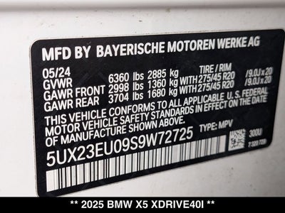 2025 BMW X5 xDrive40i