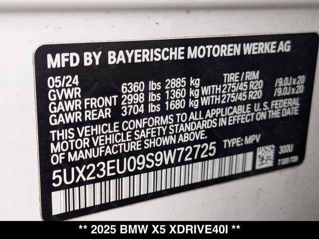 2025 BMW X5 xDrive40i