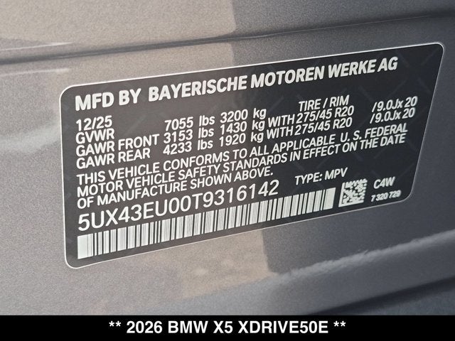 2026 BMW X5 xDrive50e