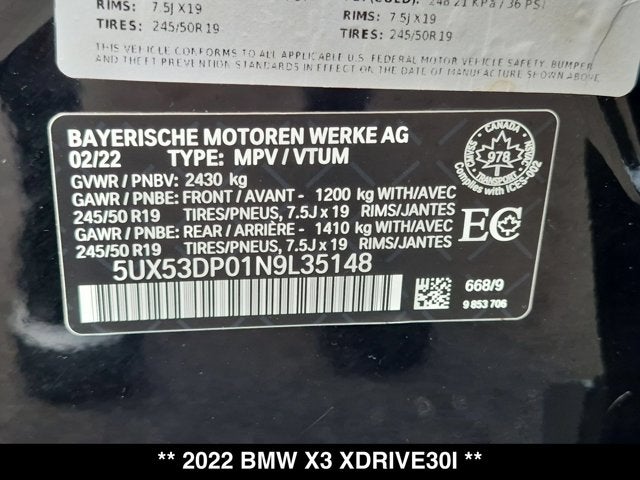 2022 BMW X3 xDrive30i