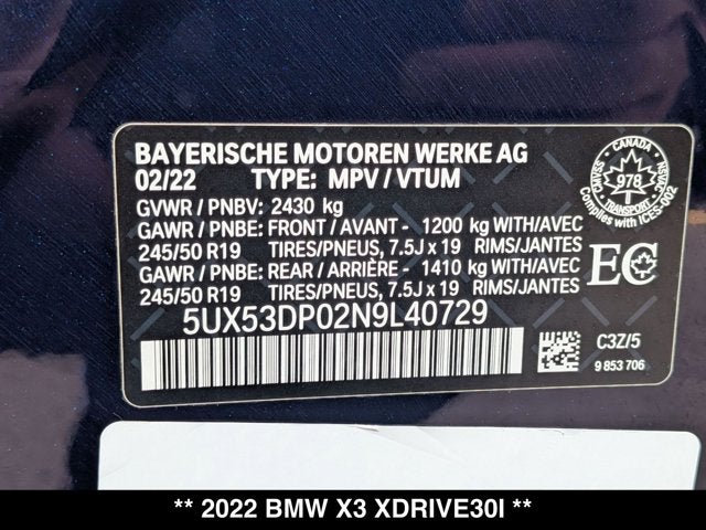 2022 BMW X3 xDrive30i