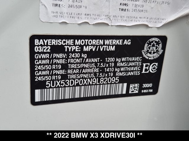 2022 BMW X3 xDrive30i