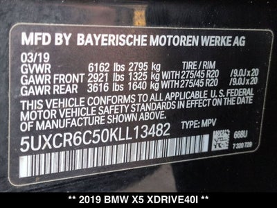 2019 BMW X5 xDrive40i