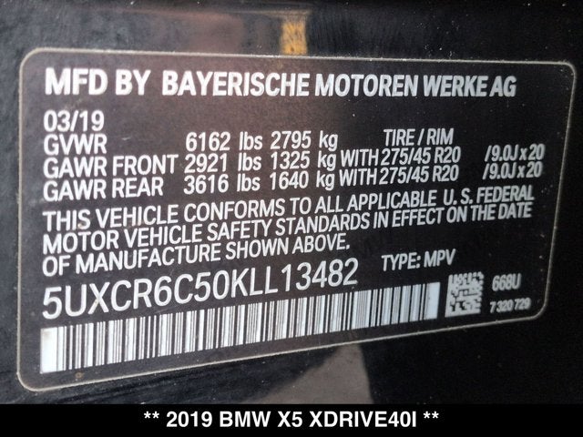 2019 BMW X5 xDrive40i