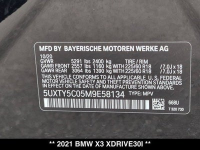 2021 BMW X3 xDrive30i