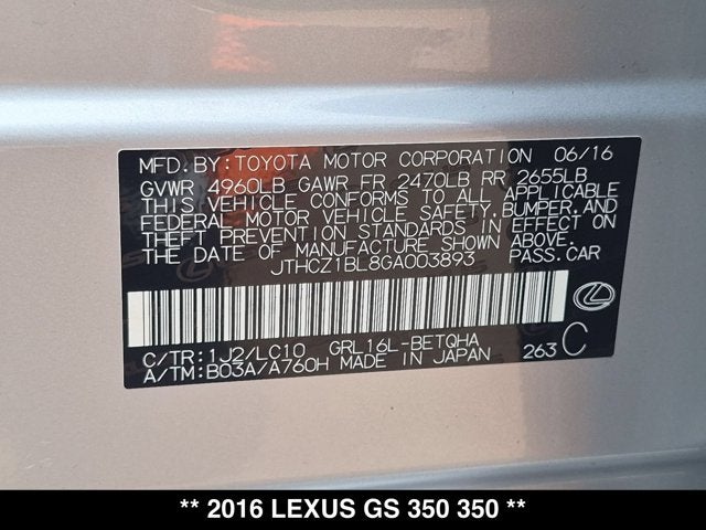 2016 Lexus GS 350 350