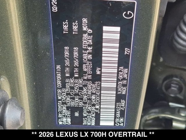 2026 Lexus LX 700h LX 700h Overtrail