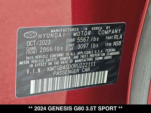 2024 Genesis G80 3.5T Sport