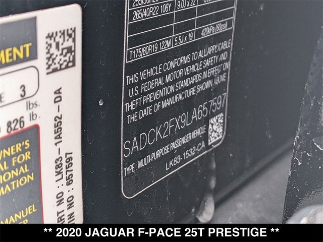 2020 Jaguar F-PACE 25t Prestige